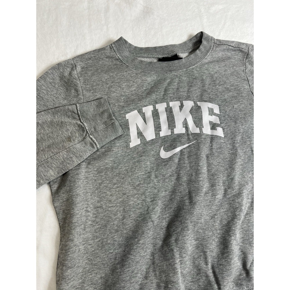 Nike Gray Crew Neck Pullover Sweatshirt Graphic Print Women's Size M